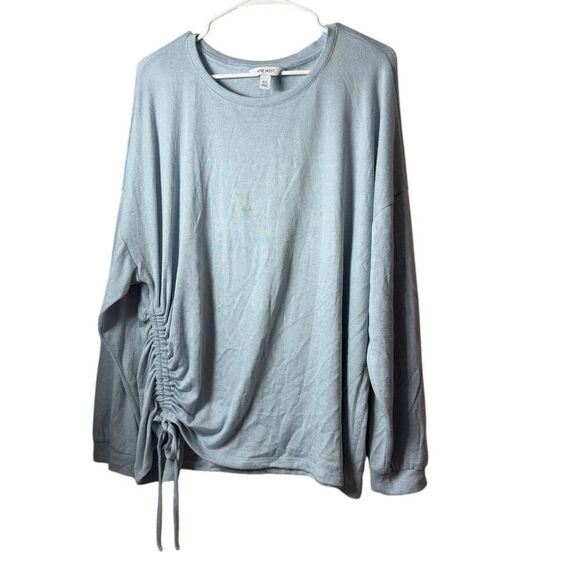 Nine West Women's Ruched Side Sweatshirt Blue 2XL‎ Long Sleeve - Picture 1 of 7